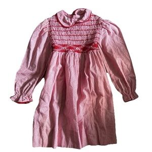 Girls Vintage Polly Flinders Red Smocked Dress Size 5